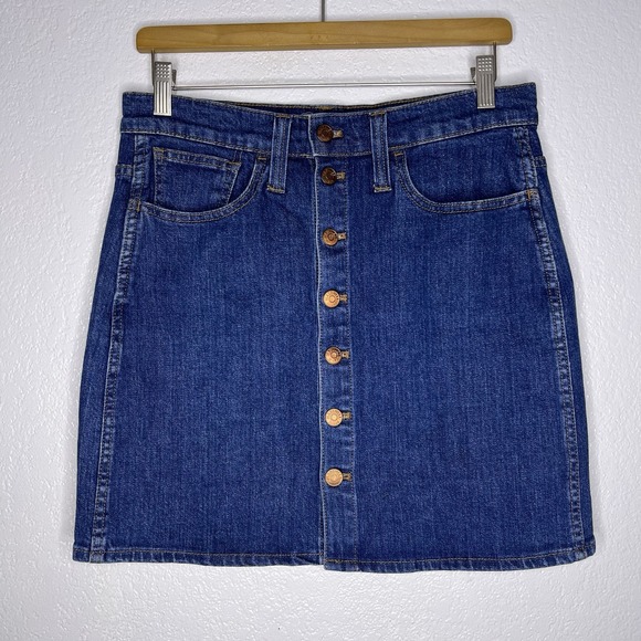 Madewell Stretch Denim‎ Straight Mini Skirt Size 28 Button Front Edition - Picture 2 of 11